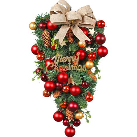 Decorazione natalizia da appendere al muro - Albero di Natale capovolto - Ghirlanda di frutta dipinta - Ghirlanda natalizia KuD98 (verde, taglia unica) (1/5)