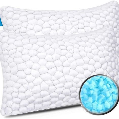 Coussinets en mousse viscoélastique à mémoire de forme, oreiller ergonomique de qualité, lot de 2, taille standard, pour un sommeil réparateur, soutien cervical optimal, housse amovible, confort premi (1/4)