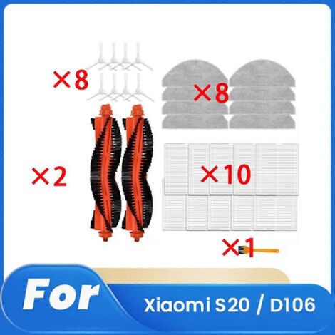 Lot de 29 pièces pour robot aspirateur Xiaomi S20 / D106 : accessoires, pièces de rechange, brosse principale et latérale.
