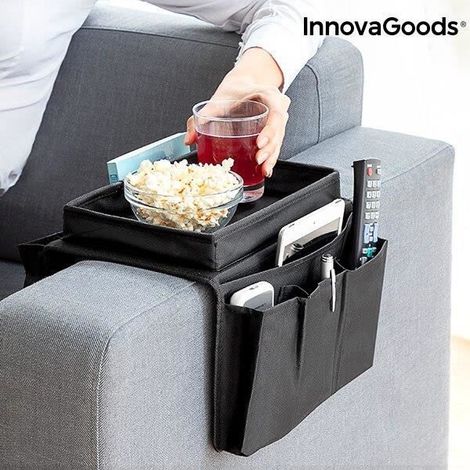 Boîte de rangement - Plateau de canapé - Organiseur pour télécommandes - Couleur noire - Pour adultes