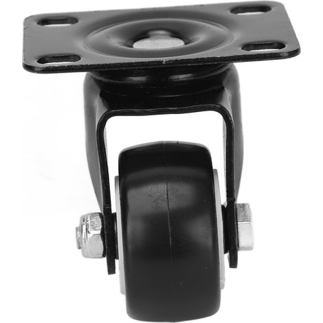 Roue pivotante 1,5 pouce PVC noir, plaque supérieure universelle, roulette frein pour meubles, set de 4, silencieuse et durable, charge lourde (1/5)