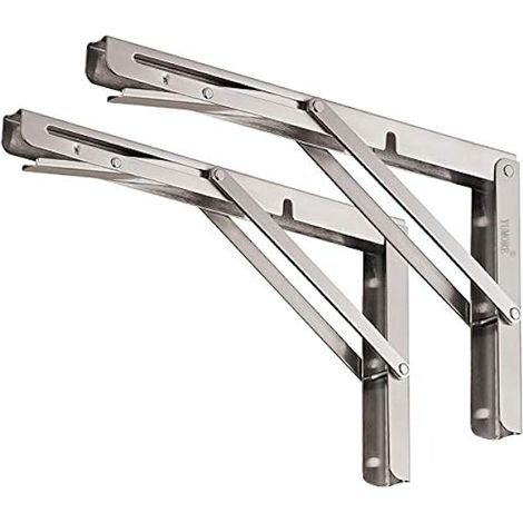 Klappkonsole Schwerlast 300mm,YUMORE Regalträger Klappbar Edelstahl Klappregalhalterungen Wand Tischhalter Klappscharnier für Bänke Regale Wandmontage, Platzsparende, Kapazität 330 lb [2er-PACK] (1/5)