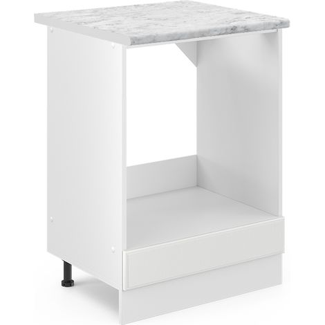 Herdumbauschrank R-Line, Weiß Landhaus, 60 cm , AP Marmor, Vicco