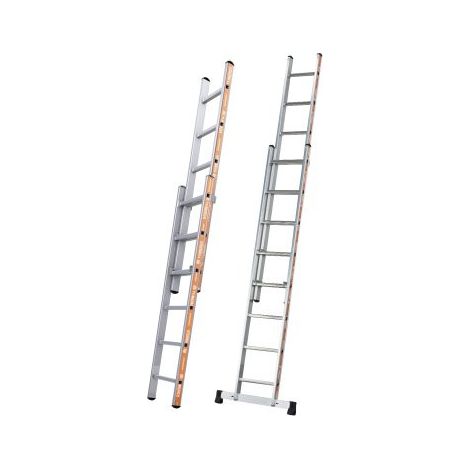 Tubesca Comabi – Échelle coulisse main 2 plans aluminium 4.13m – Charge max 150kg – Normes EN 131 – SKU 1222307