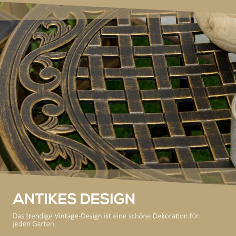 Table d'extérieur de jardin, table auxiliaire météo-résistante avec châssis en aluminium moulé, charge max 60 kg, Ø 60 x 52,5 cm (H) (1/4)
