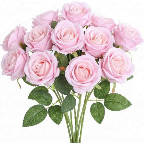 Rose Artificielle - 15 Pièces - Tige Unique - 50 Cm - Champagne - Pour Décoration Intérieure Événementielle