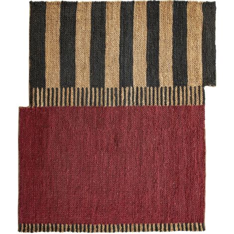 Tapis 200 x 250 cm Jute - Naturel, Noir, Rouge