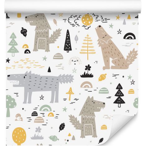 Papel pintado de animales del bosque para salón y dormitorio, 50x1000 cm. (1/5)