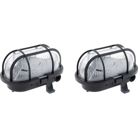 Lot de 2 hublots ovales 60W IP44 E27 Classe II - noir - Zenitech (1/5)