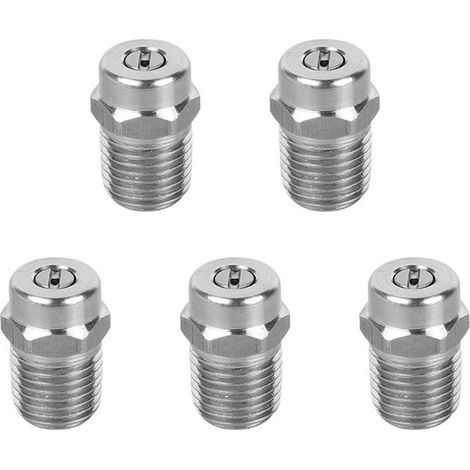 5 ugelli per idropulitrice ad alta pressione in acciaio inox con filettatura 1/4 NPT, getto a ventaglio per la pulizia dei pavimenti dell'auto 030 (1/5)