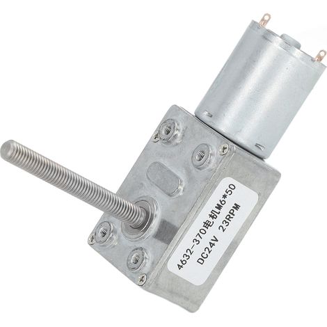Moteur à courant continu à engrenages résistant aux chocs, turbine carrée à vis sans fin, réducteur de vitesse 24 V CC, filetage M6 x 50 mm, 23 tr/min (1/5)