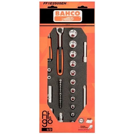 BAHCO - Module mousse Fit&Go 1/3, douilles 1/4" & 3/8" - 34 Pcs emballage individuel
