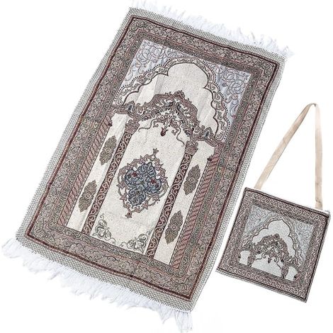 Tapis de prière pliable élégant 105x65cm, portable avec sac, cadeau idéal pour musulmans, usage domestique (1/3)