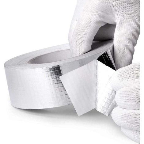 4,8 cm breit, 20 m lang, Glasfaser-Aluminiumfolienband. Verdicktes, flammhemmendes, hochtemperaturbeständiges, wasserdichtes, sonnenlichtbeständiges und reißfestes Isolier-Aluminiumfolienband. Zinn-Gl