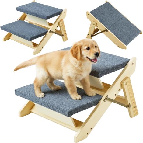 RAMPA PARA PERROS 2 EN 1 ESCALERAS PLATAFORMA ESCALONES 33 CM MADERA ESTABLE [M-RAMPA3]