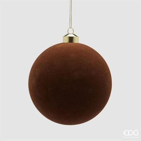EDG Enzo De Gasperi Palline di Natale in Velluto Dark Brown Ø12 cm – Set 4 Pezzi (1/2)