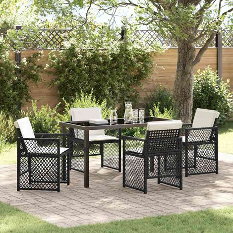 Set da Pranzo per Giardino 5 pcs Nero polyrattan vidaXL