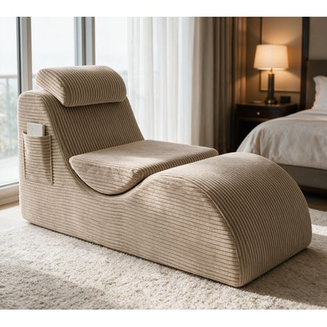 Fauteuil inclinable moderne en velours, mousse anti-affaissement, coussin amovible, poche intégrée, 160x66x79cm (1/5)