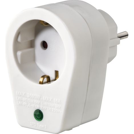 IluminaShop - Enchufe de Superficie Tipo F Schuko 16A IP20 Blanco Contra Sobretension (1/2)