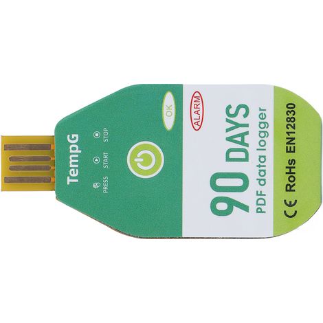 Enregistreur de données de température USB, IP67, résistant à l'eau, PDF jetable pour le transport sous chaîne du froid, 90 jours (1/5)