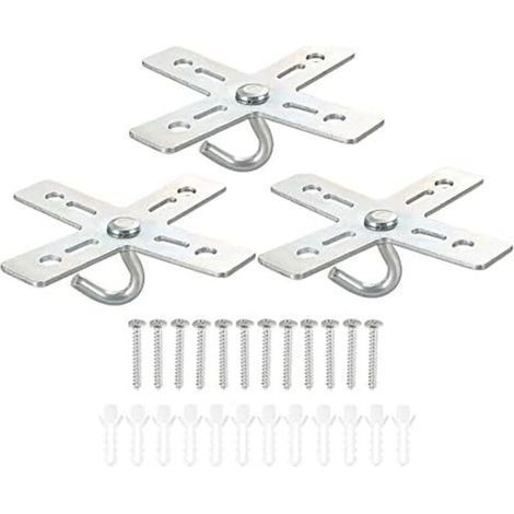 100mm Hook Kit, 6 Set Cross Design Metal Plate Bracket Hanger Bracket Ceiling Fan Light Fixture for Hanging Light Fixture Chandelier (1/4)
