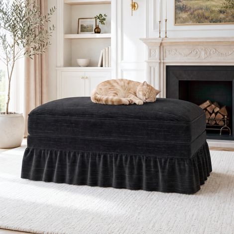 Tabouret Windsor en chenille noire (1/5)