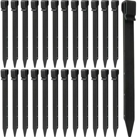KZQ – Piquets de sol en plastique 25 pièces – 25 cm de hauteur – Résistants à la rouille – Pour ancrage de tentes et bordures de jardin (1/4)