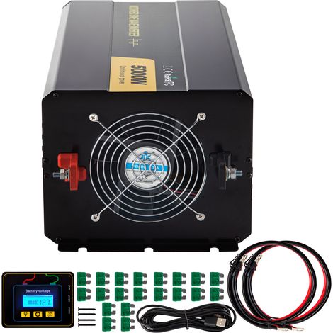 Mophorn Convertidor de Energía de 5000 W, Transformador de Onda Modificada de 12 V CC a 110 V CA con Pantalla LCD, Control Remoto, Luz LED y Enchufes GFCI para Vehículos, Camiones y Barcos