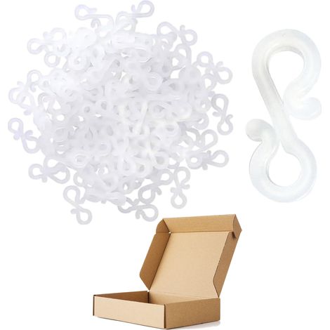 100 ganchos para canaletas, clips para luces de canaleta, ganchos para guirnaldas de luces exteriores, mini clips en forma de S (blancos) (1/5)