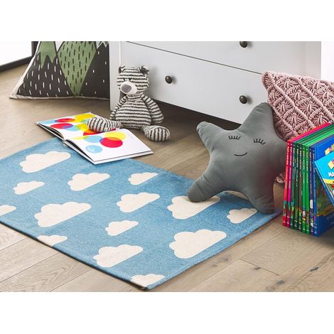 Tappeto per cameretta con stampe 60 x 90 cm Azzurro e Bianco Gwalijar (1/5)