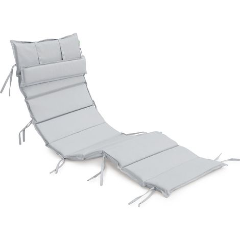 Gardenista - Outdoor-Ersatz-Sonnenliegenkissen mit Kopfstütze, wasserabweisende, faltbare Liegeauflage mit sicheren Bändern, langlebige Polsterung für Garten-Sonnenliegen - Grau (1/5)