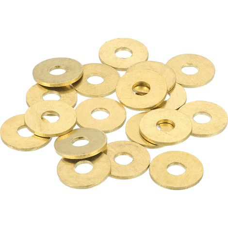 18Pcs Rondelle Métal Plate Laiton, Kit Rondelles Écrasables Cuivre M6 Assortiment, 6mm Alésage, 18mm OD, 1.5mm Épaisseur pour Boulons Vis Réparation Mécanique, Construction (1/5)