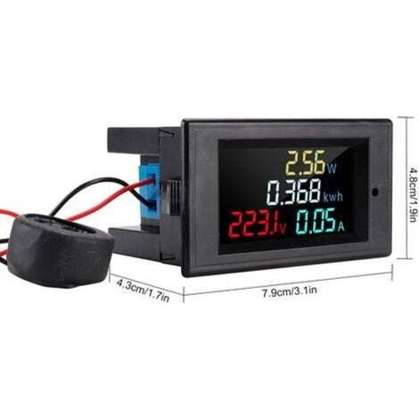 Multifunktionales digitales Voltmeter und Amperemeter, AC 80-300V, Farb-LCD-Bildschirm, mit 100A Stromwandler, D69-2049 digitales Voltmeter und Amperemeter. (1/3)