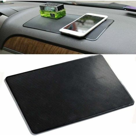 Tapis de tableau de bord antidérapant en PVC, 27 x 15 cm, avec coussinet en gel pour lunettes et support pour téléphone portable, pour l'intérieur du véhicule, STAR.L (1/5)