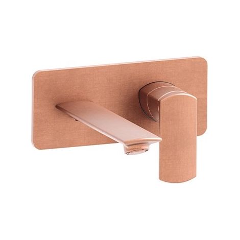 Lavabo Mural Profilo Avec Plaque Droit Bec 18.5 Up&D Or Rose Brosse Robinetterie PROFILO - CRISTINA ONDYNA PF25634P
