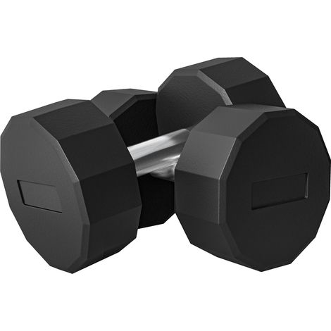 Set 2 Manubri Palestra 15 kg Pesi esagonali Manico in Acciaio Nero (1/5)