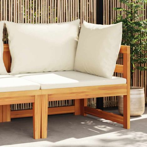 vidaXL Canapé d'angle avec coussins blanc crème Bois d'acacia solide (1/5)