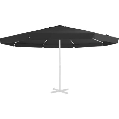 INLIFE Tissu de remplacement pour parasol d'extérieur Noir 500 cm (1/4)