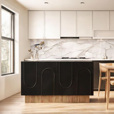 Meuble sideboard noir bois 4 portes grand rangement salon (1/5)