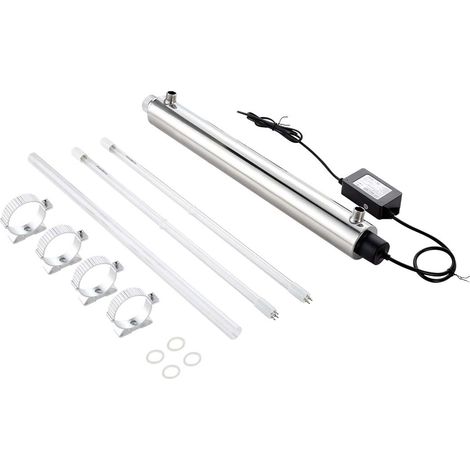 VEVOR Purificatore deAcqua UV, 25 W 22,7 L/min Filtro Purificatore deAcqua Ultravioletto Versatile 220 V con Alloggiamento in Acciaio Inox, per Tutta Casa con Manicotto al Quarzo, per Bere, Pulizia