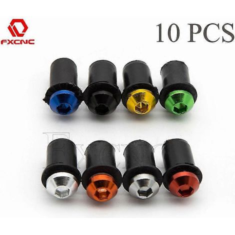 Lot de 10 écrous de fixation universels de 5 mm pour pare-brise de moto Honda CBR 125, 300, 600, 900, 954, 929, 1000RR, CB GSF - Or (1/5)