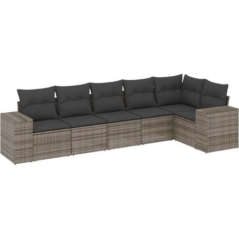 Maison Exclusive - 6-tlg. Garten-Sofagarnitur mit Kissen Grau Pol