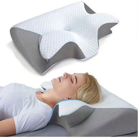 Oreiller papillon - Oreiller - Oreiller en mousse à mémoire de forme - Oreiller de soutien cervical - Oreiller confortable - Gris - Polyester/mousse à mémoire de forme Gris (1/5)