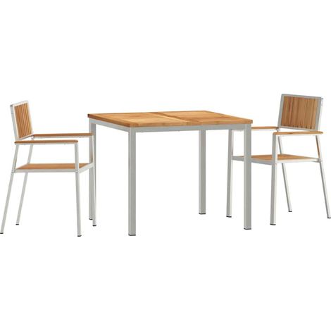 Maison Exclusive - Ensemble de repas extérieur 3 pcs Marron Bois de teck massif