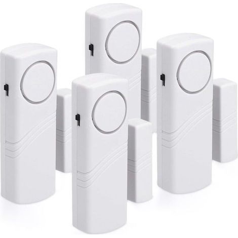 Alarme sans fil anti-intrusion pour porte et fenêtre – Lot de 4 – 100 dB – Installation facile avec bandes adhésives – Sécurise votre maison (1/4)