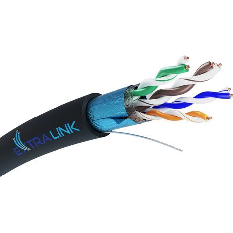 Extralink CAT5E FTP (F/UTP) V2 OUTDOOR TWISTED PAIR 305M - Kabel - Netzwerk -cable de network Black F/UTP (FTP) (1/5)