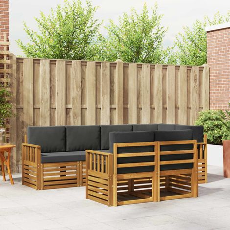 Ecksofa Set 7 pcs Natur und Anthrazit Massivholz Akazie (1/5)