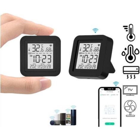 WiFi electronic measuring thermometer and hygrometer, XU, Intelligent digital display, Infrared IR remote control, Two in one, Wireless sensor. - (1/4)
