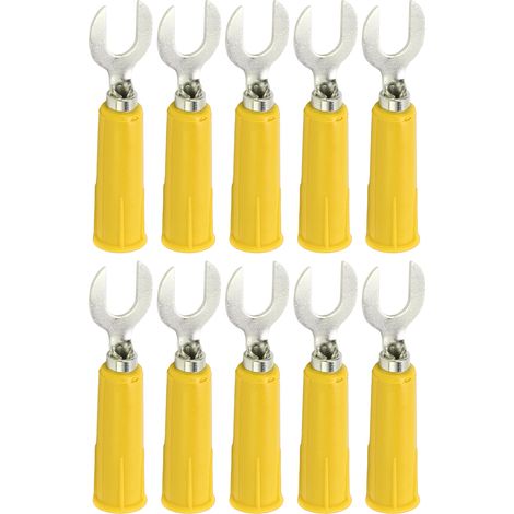 10 Stück J.20019 Y-förmiger Bananenstecker, 6 mm, hochdruckbeständig, U-förmig, gelb, für industrielle Elektronikgeräte (1/5)