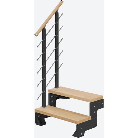 Dolle Modultreppe Gardentop Innen Buche 2 Stufen 36-44cm Geschosshöhe 75cm Stufenbreite inkl. Geländer (1/4)